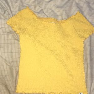 Yellow ruffled off the shoulder top